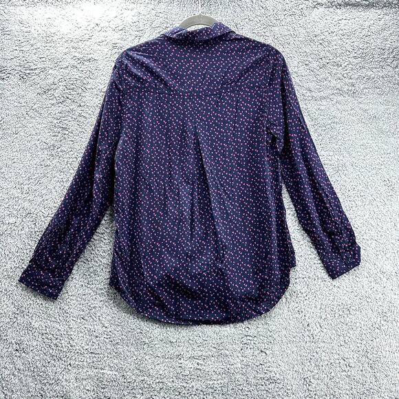 BeachLunchLounge Women's Medium Button Up Blouse Valentin's Day Hearts Flowy - Picture 7 of 10